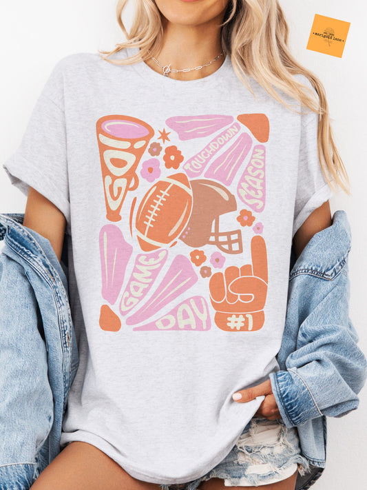 Preppy Football tshirt, retro pink football tshirt, football mom tshirt, coquette game day tshirt, mascot tshirt, unisex tshirt