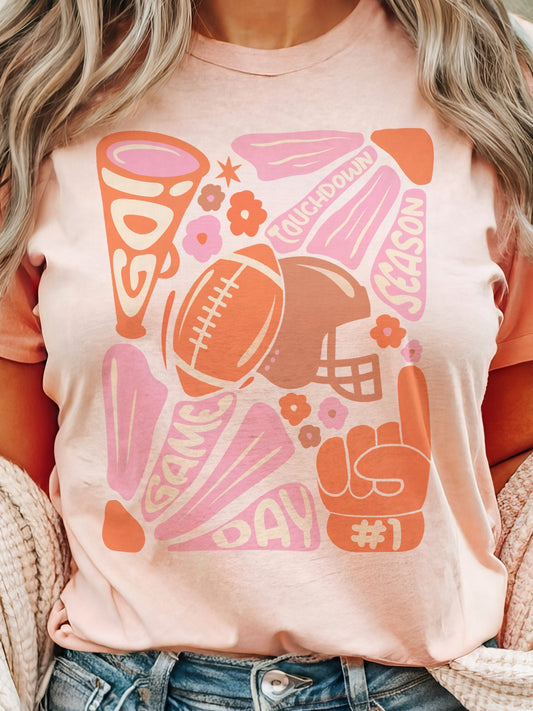 Preppy Football tshirt, retro pink football tshirt, football mom tshirt, coquette game day tshirt, mascot tshirt, unisex tshirt