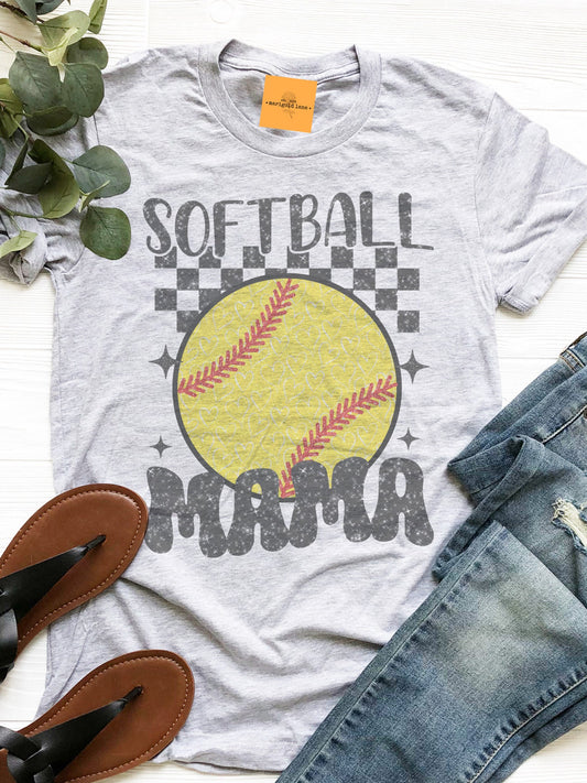 Softball Mama mascot tshirt, softball tshirt, softball mom tshirt, cute game day tshirt, mascot tshirt heather ash tshirt