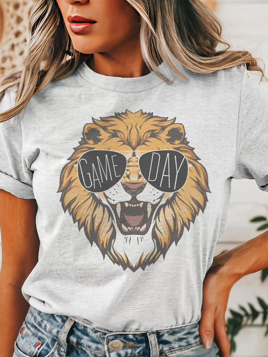 Lions with game day glasses game day mascot, football tshirt, football mom tshirt, cute game day tshirt, mascot tshirt, unisex cut tshirt