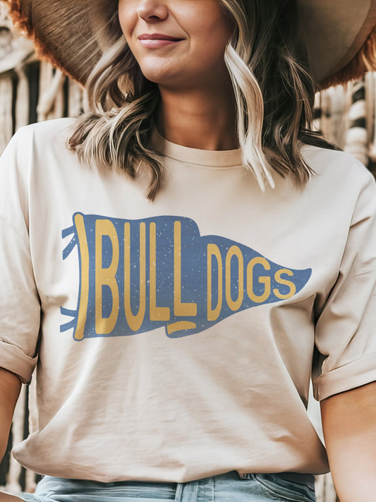 Bulldogs pennant mascot, Bulldogbl blue and gold game day, football mom tshirt, cute game day tshirt, mascot unisex tshirt