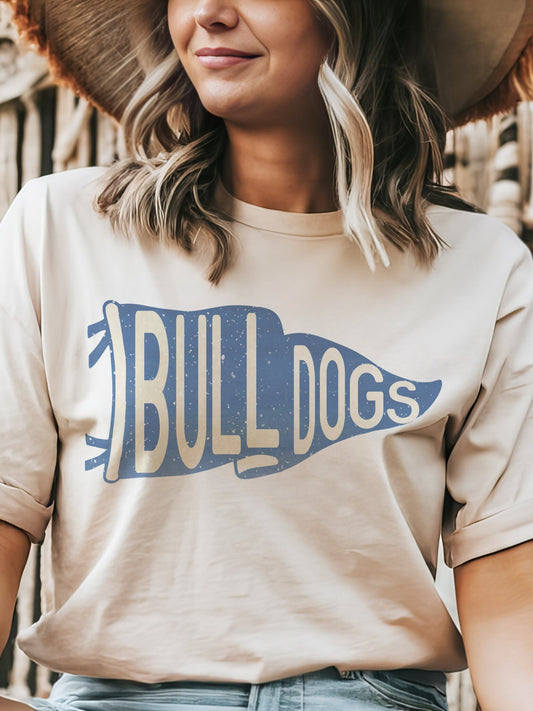 Bulldogs pennant mascot, Bulldogs blue game day, football mom tshirt, cute game day tshirt, mascot unisex tshirt