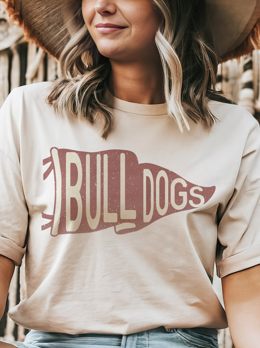 Bulldogs pennant mascot, Bulldogs dark red game day, football mom tshirt, cute game day tshirt, mascot unisex tshirt