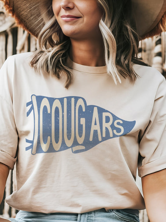 Cougars pennant mascot, Cougars Blue Game Day, football mom tshirt, cute game day tshirt, mascot unisex tshirt