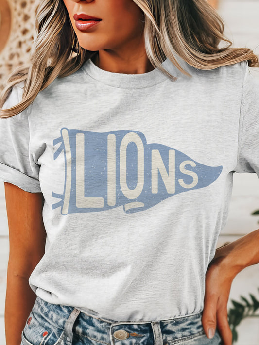 Lions pennant mascot,Lions Carolina Blue Game Day, football mom tshirt, cute game day tshirt, mascot unisex tshirt