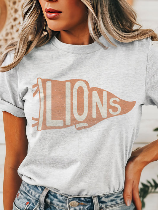 Lions pennant mascot,Lions Orange Game Day, football mom tshirt, cute game day tshirt, mascot unisex tshirt