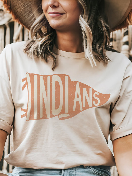 Indians pennant mascot, Indians Orange Game Day, football mom tshirt, cute game day tshirt, mascot unisex tshirt