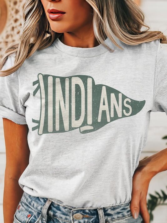 Indians pennant mascot, Indians Green Game Day, football mom tshirt, cute game day tshirt, mascot unisex tshirt