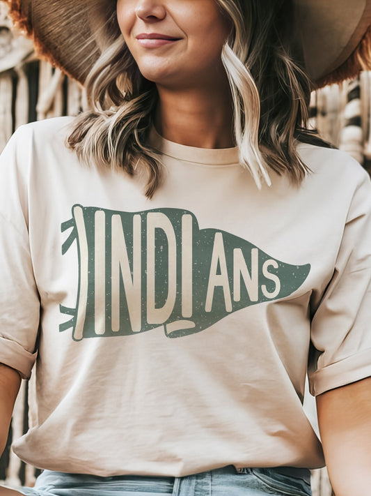 Indians pennant mascot, Indians Green Game Day, football mom tshirt, cute game day tshirt, mascot unisex tshirt