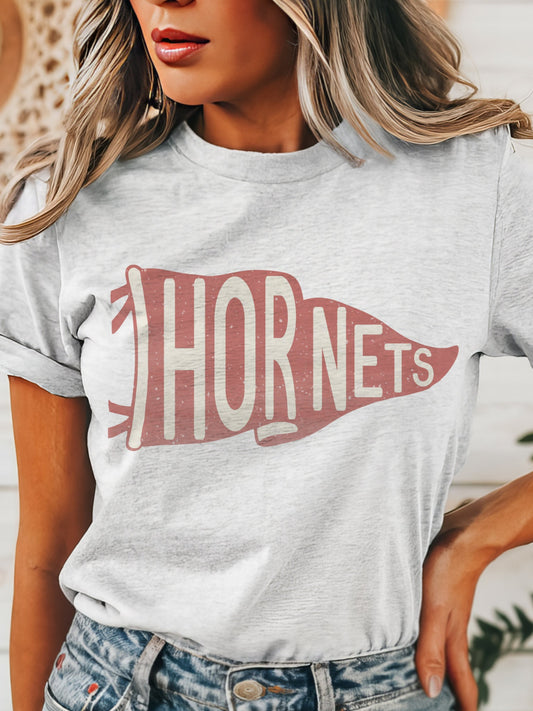 Hornets pennant mascot, Hornets dark red Game Day, football mom tshirt, cute game day tshirt, mascot unisex tshirt