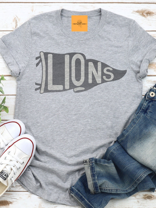 Lions pennant mascot, lions game day football tshirt, football mom tshirt, cute game day tshirt, mascot unisex tshirt