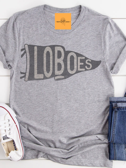 Loboes pennant mascot, Loboes game day football tshirt, football mom tshirt, cute game day tshirt, mascot unisex tshirt