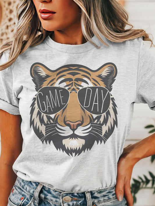 Tigers with game day glasses game day mascot, football tshirt, football mom tshirt, cute game day tshirt, mascot tshirt, unisex cut tshirt