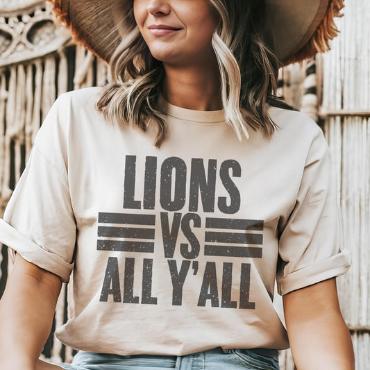Lions vs all y’all mascot, Mascot game day football tshirt, football mom tshirt, cute game day tshirt, mascot unisex tshirt
