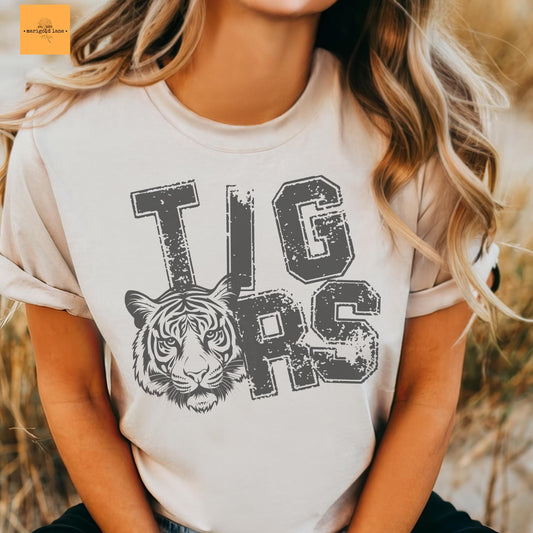 Preppy Tigers mascot tshirt, football tshirt, football mom tshirt, cute game day tshirt, mascot tshirt Unisex cut tshirt
