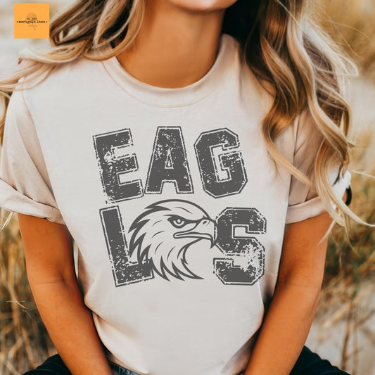 Preppy Eagles mascot tshirt, football tshirt, football mom tshirt, cute game day tshirt, mascot tshirt unisex cut tshirt