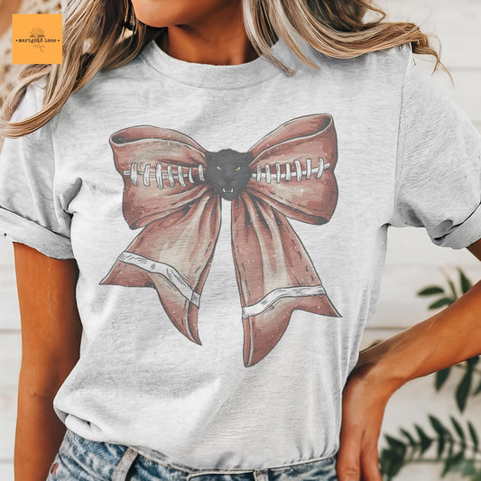 Panthers football coquette bow tshirt, Panthers football bow Game Day, football mom tshirt, cute game day tshirt, mascot unisex tshirt