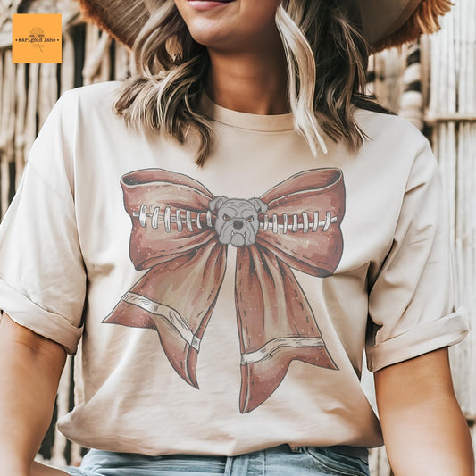 Bulldogs football coquette bow tshirt, bulldogs football bow Game Day, football mom tshirt, cute game day tshirt, mascot unisex tshirt