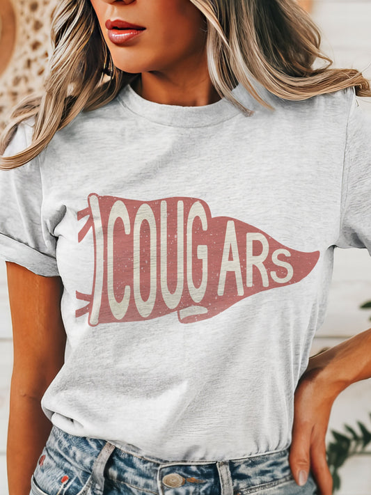 Cougars pennant mascot, Cougars Dark Red Game Day, football mom tshirt, cute game day tshirt, mascot unisex tshirt