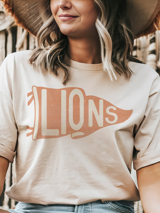 Lions pennant mascot,Lions Orange Game Day, football mom tshirt, cute game day tshirt, mascot unisex tshirt