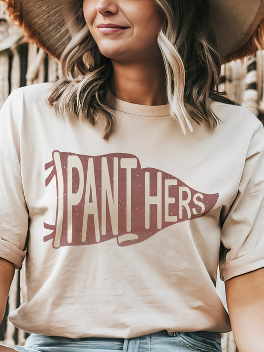 Panthers pennant mascot, Panthers Dark Red Game Day, football mom tshirt, cute game day tshirt, mascot unisex tshirt