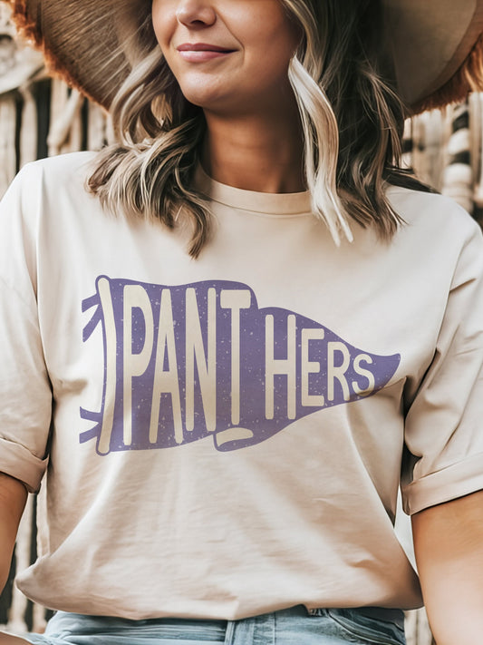 Panthers pennant mascot, Panthers Purple Game Day, football mom tshirt, cute game day tshirt, mascot unisex tshirt