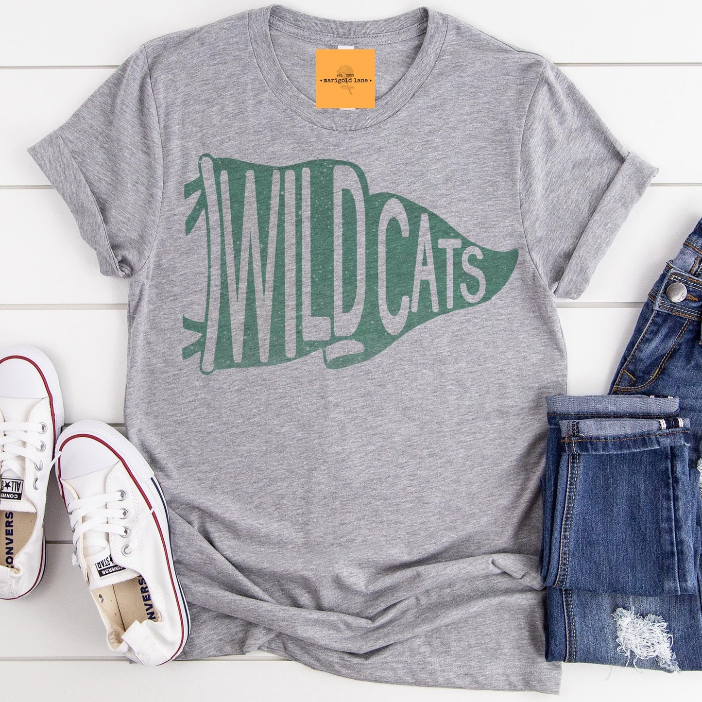 Wildcats green pennant mascot, Wildcats game day football tshirt, football mom tshirt, cute game day tshirt, mascot unisex tshirt