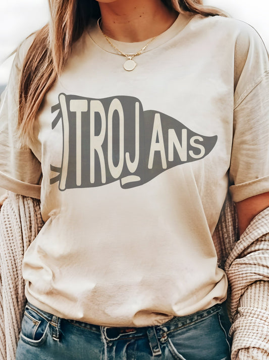 Trojans pennant mascot, Trojans Mascot game day football tshirt, football mom tshirt, cute game day tshirt, mascot unisex tshirt