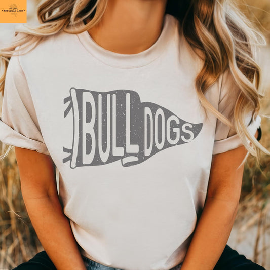 Bulldogs pennant mascot, Bulldog game day football tshirt, football mom tshirt, cute game day tshirt, mascot unisex tshirt
