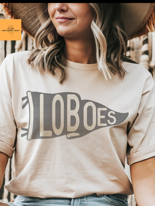 Loboes pennant mascot, Loboes game day football tshirt, football mom tshirt, cute game day tshirt, mascot unisex tshirt