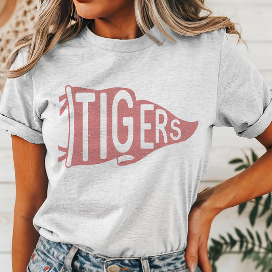 Tigers red pennant mascot, Tigers game day football tshirt, football mom tshirt, cute game day tshirt, mascot unisex tshirt