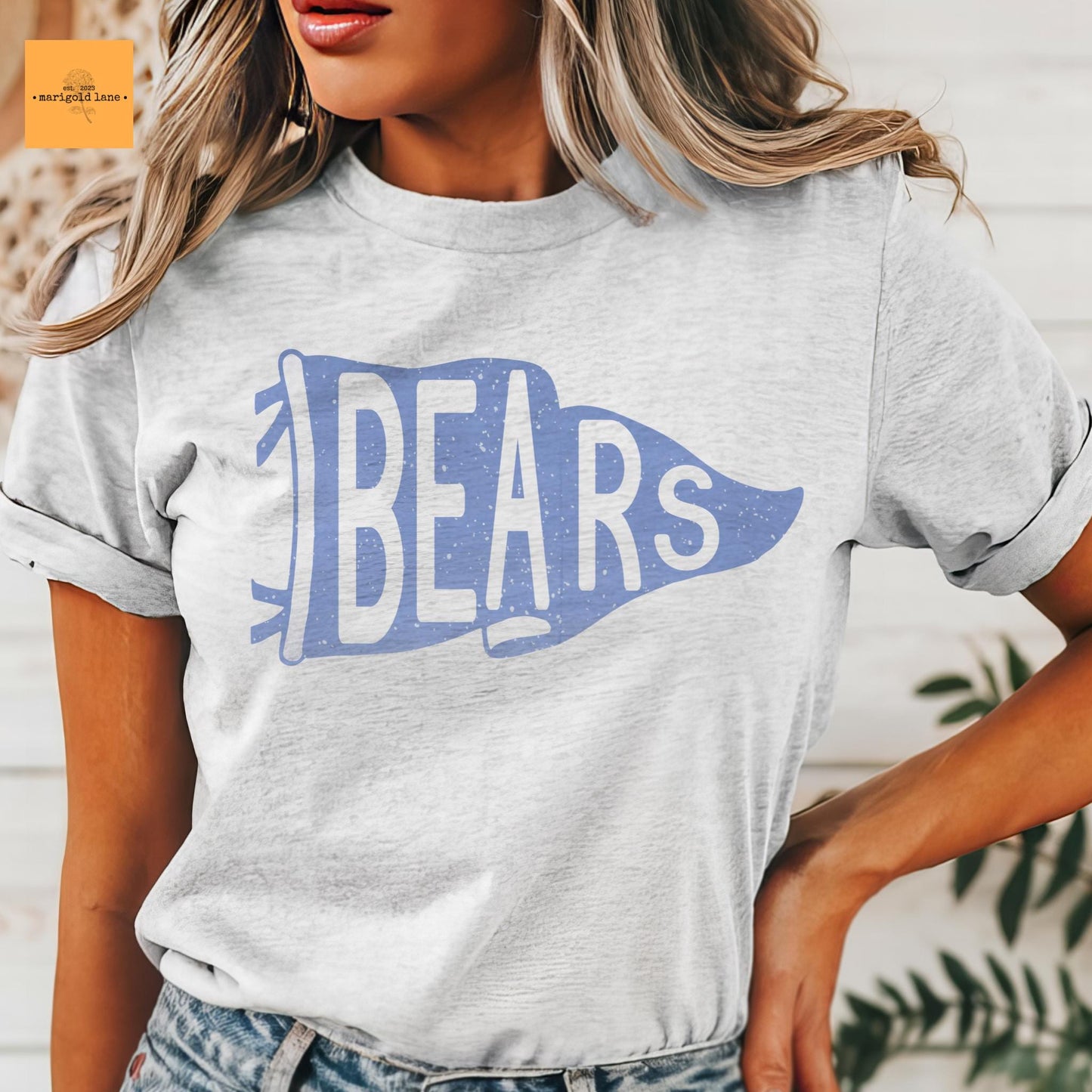 Bears Blue pennant mascot, Bears game day football tshirt, football mom tshirt, cute game day tshirt, mascot unisex tshirt