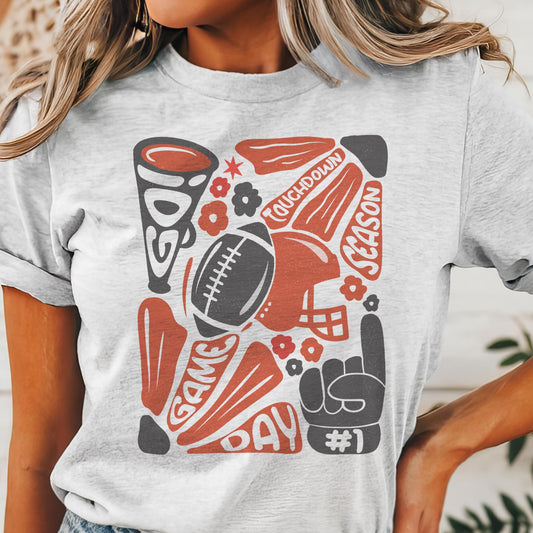 Preppy Football tshirt, retro red and black football tshirt, football mom tshirt, coquette game day tshirt, mascot tshirt, unisex tshirt