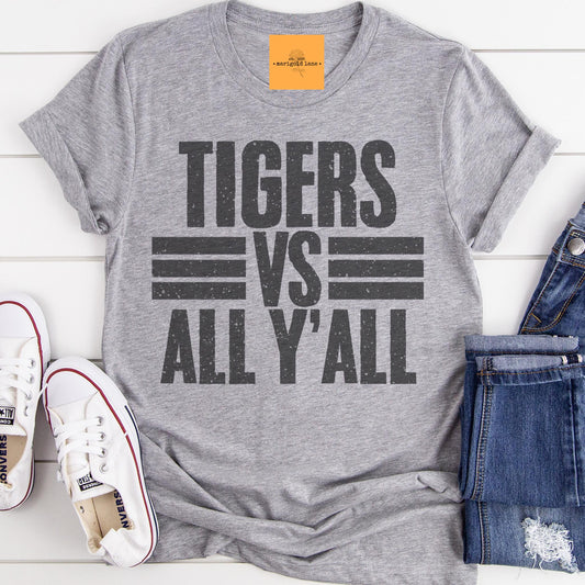 Tigers vs all y’all mascot, Mascot game day football tshirt, football mom tshirt, cute game day tshirt, mascot unisex tshirt