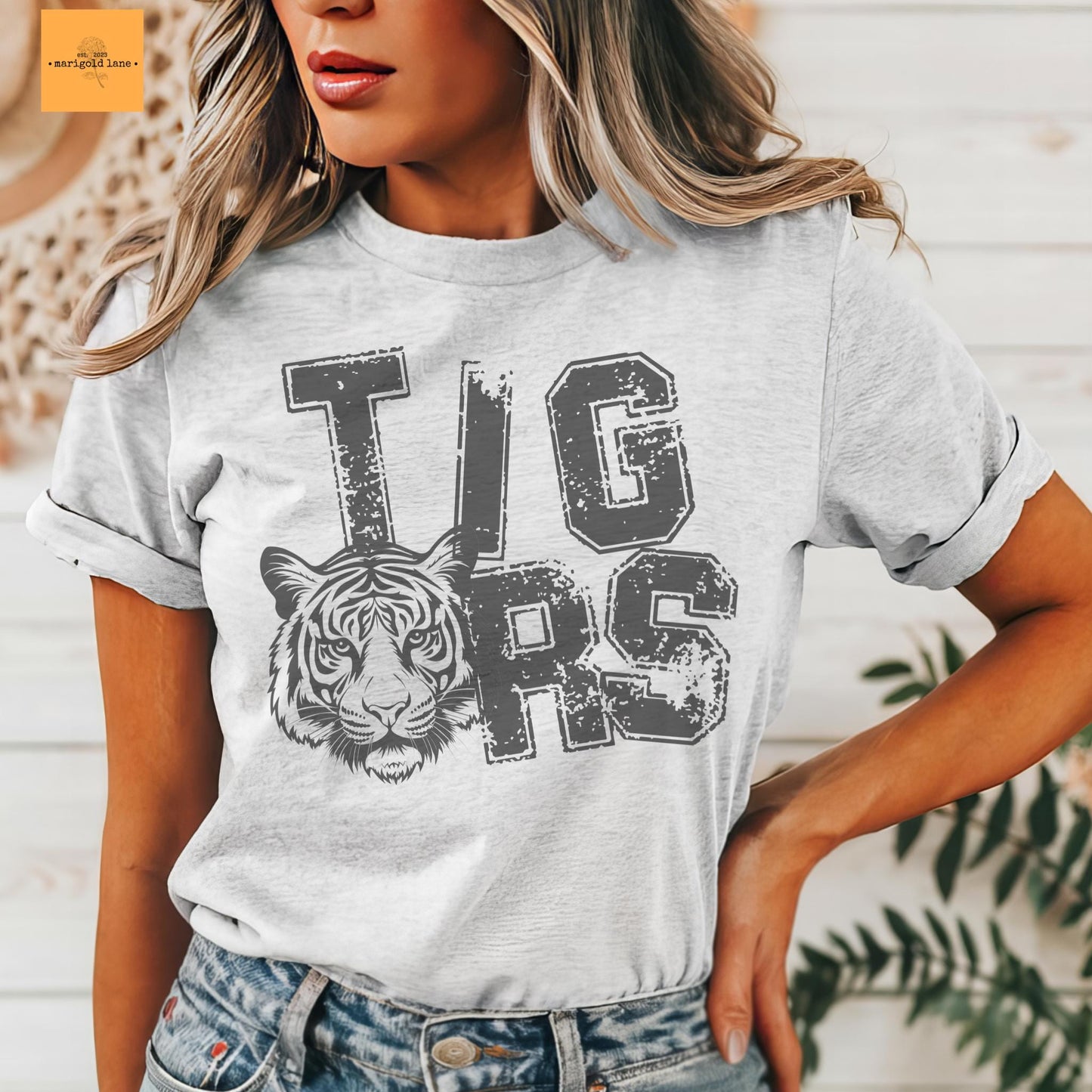 Preppy Tigers mascot tshirt, football tshirt, football mom tshirt, cute game day tshirt, mascot tshirt Unisex cut tshirt
