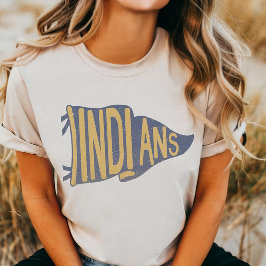 Indians pennant mascot, Indians blue & gold game day football tshirt, football mom tshirt, cute game day tshirt, mascot unisex tshirt