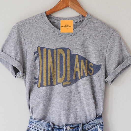 Indians pennant mascot, Indians blue & gold game day football tshirt, football mom tshirt, cute game day tshirt, mascot unisex tshirt