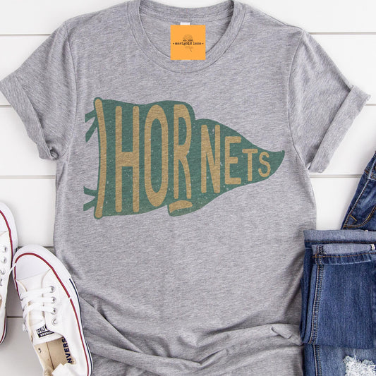 Youth hornets pennant tshirt, hornets mascot youth tshirt,