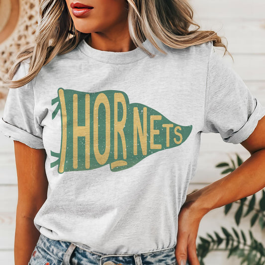 Youth hornets pennant tshirt, hornets mascot youth tshirt,