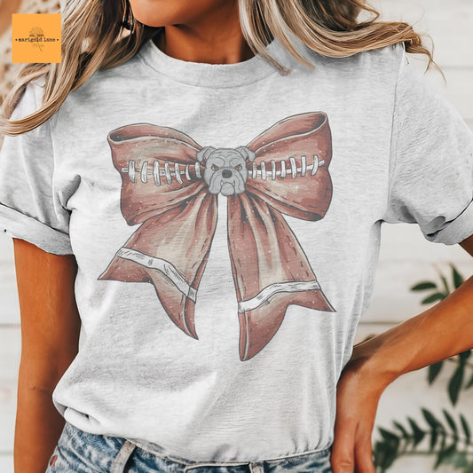 Bulldogs football coquette bow tshirt, bulldogs football bow Game Day, football mom tshirt, cute game day tshirt, mascot unisex tshirt