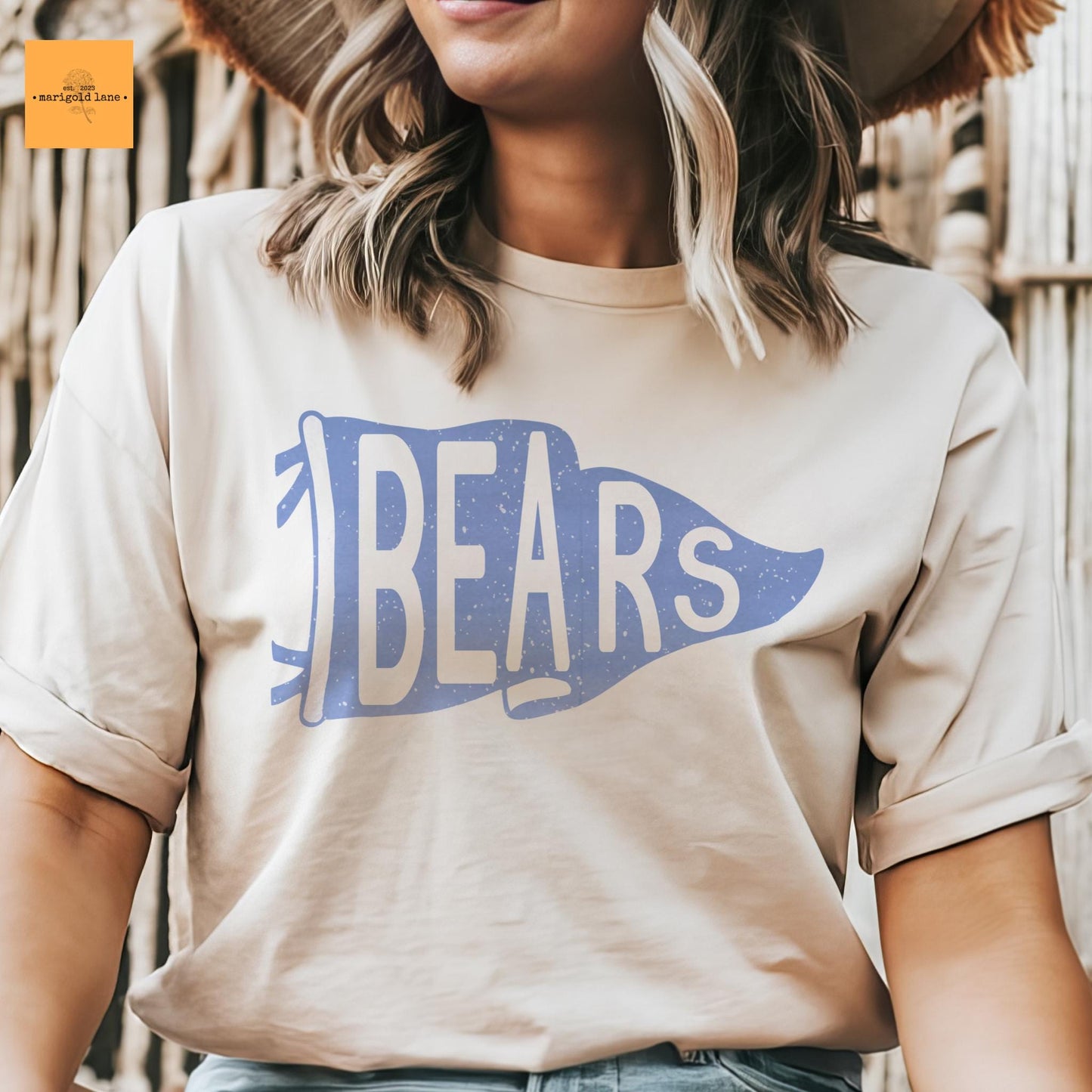 Bears Blue pennant mascot, Bears game day football tshirt, football mom tshirt, cute game day tshirt, mascot unisex tshirt