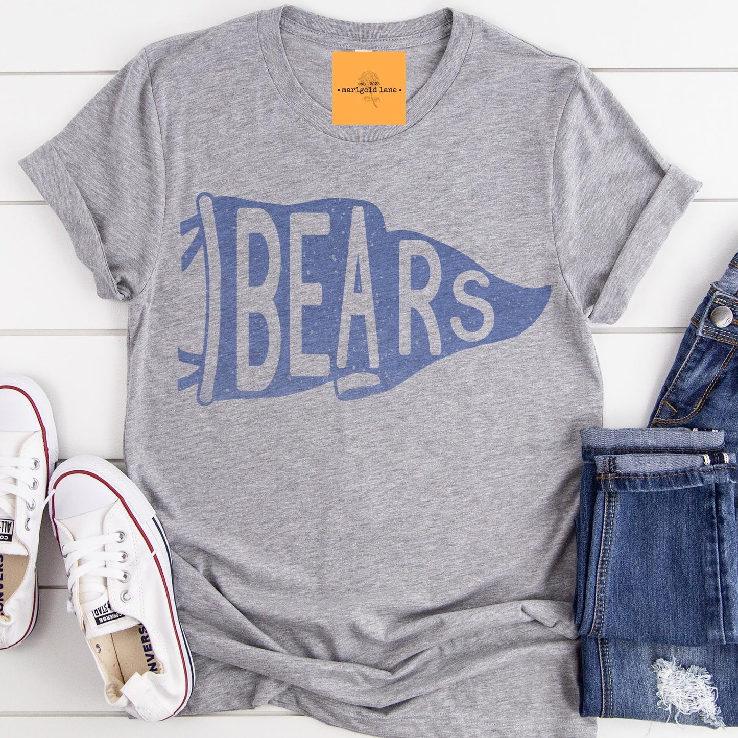 Bears Blue pennant mascot, Bears game day football tshirt, football mom tshirt, cute game day tshirt, mascot unisex tshirt