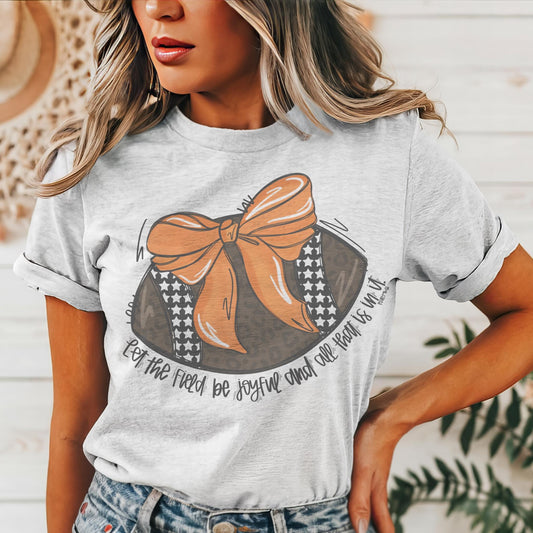 Orange coquette bow football mascot, football tshirt, football mom tshirt, cute christian football tshirt, mascot tshirt, unisex cut tshirt
