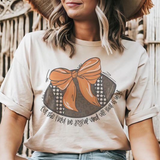 Orange coquette bow football mascot, football tshirt, football mom tshirt, cute christian football tshirt, mascot tshirt, unisex cut tshirt
