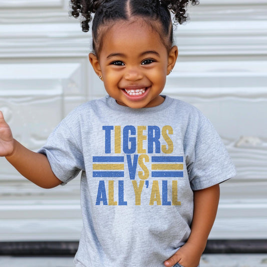Tigers vs all y’all mascot, football tshirt, football mom tshirt, cute game day tshirt, small town big Pride tshirt heather ash tshirt