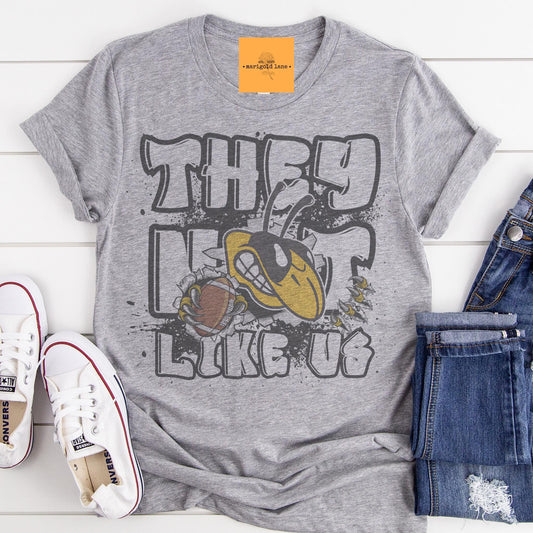 Jackets they not like us game day mascot, football tshirt, football mom tshirt, cute game day tshirt, mascot tshirt, unisex cut tshirt