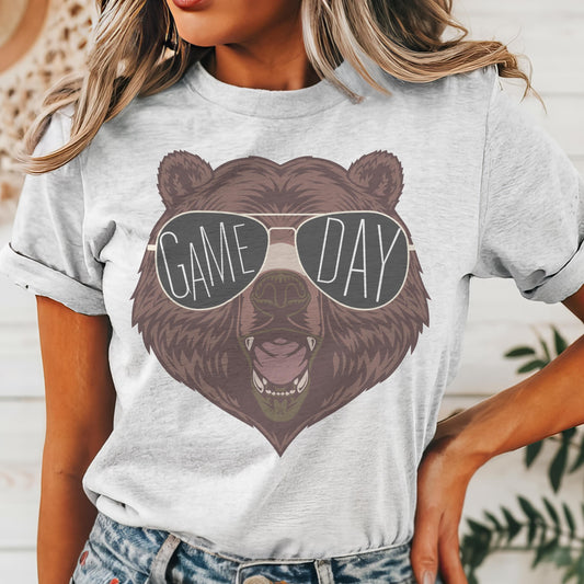 Bears with game day glasses game day mascot, football tshirt, football mom tshirt, cute game day tshirt, mascot tshirt, unisex cut tshirt