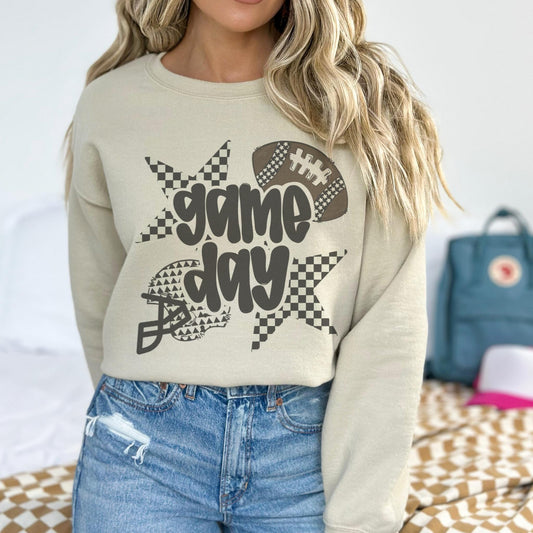 Football Game Day mascot, Varsity Football game day football, football mom shirt, cute game day shirt, retro checkered football shirt