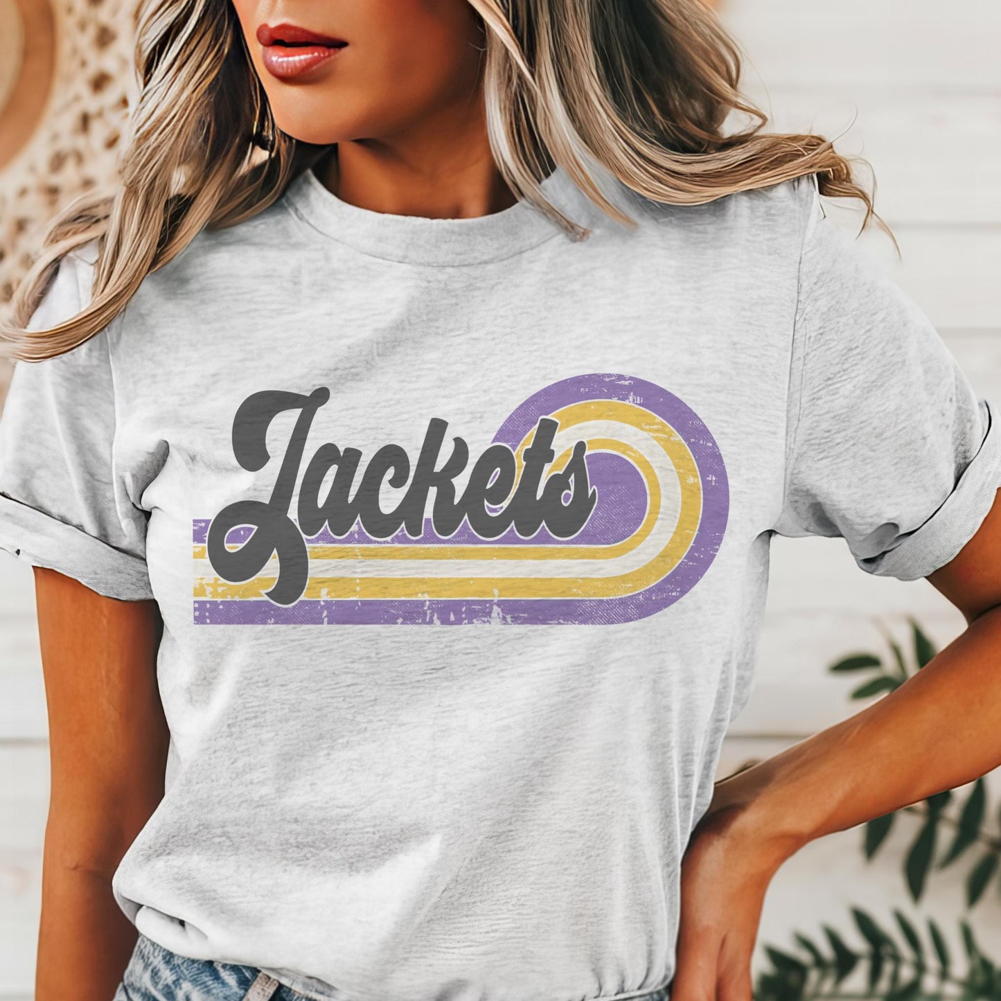 Retro Jackets purple & gold mascot, Jackets game day football tshirt, football mom tshirt, cute game day tshirt, mascot unisex tshirt