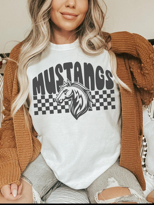 Mustangs Mascot tshirt, Game Day tshirt, sports mama tshirt, football mom tshirt, cute game day tshirt, mascot tshirt, unisex cut tshirt